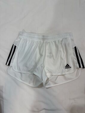 adidas Women's White Athletic Shorts with Black Side Stripes
